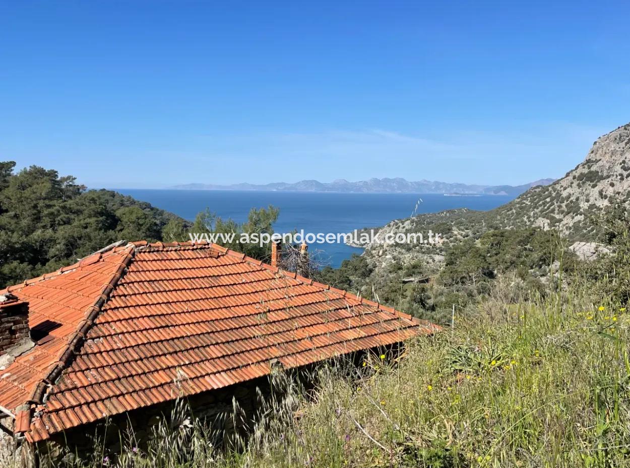 Village House For Sale In 4,400M2 Land With Full Sea View In Gökbel